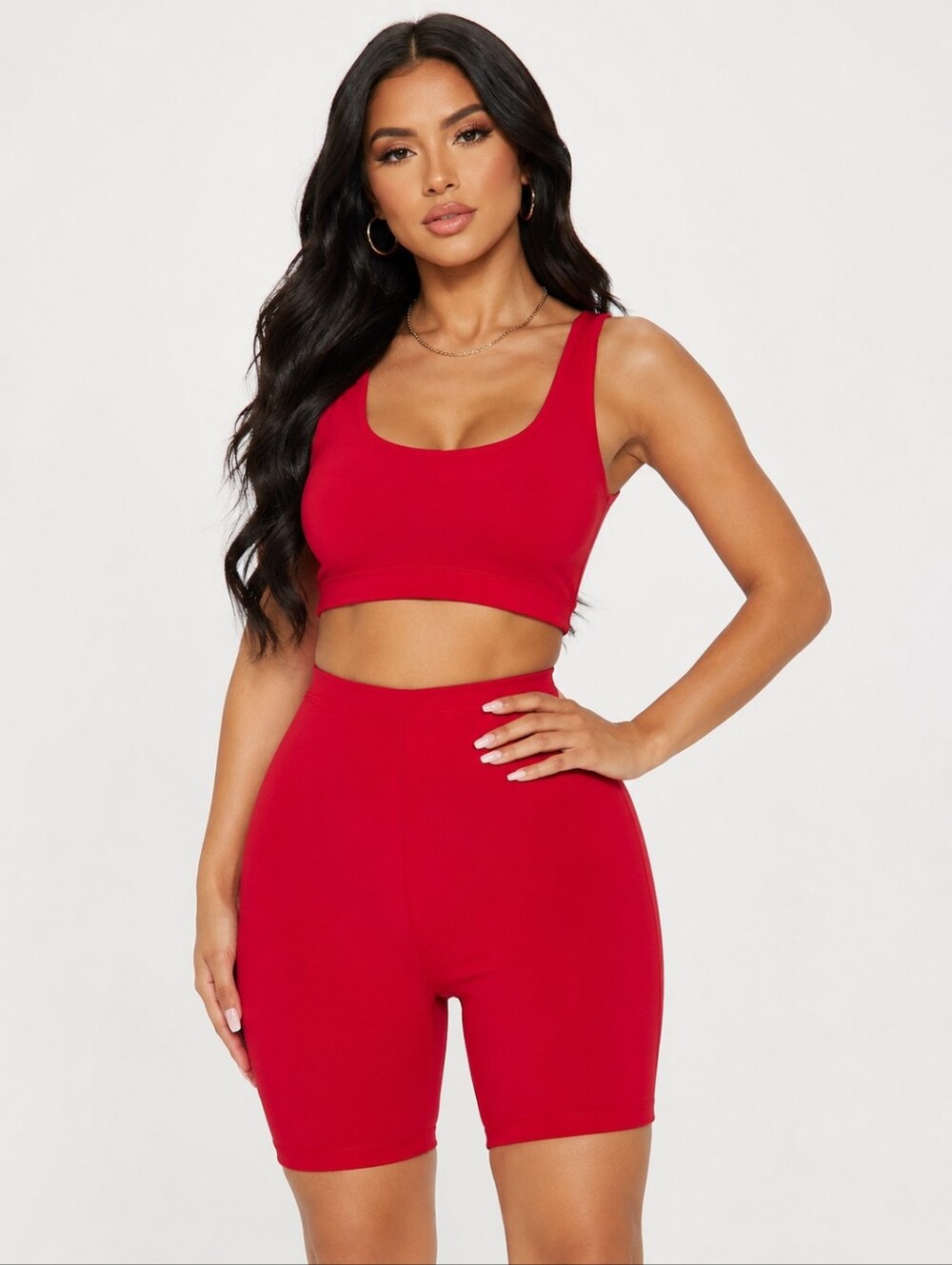 NWT Fashion Nova Red Biker Shorts Set Size M